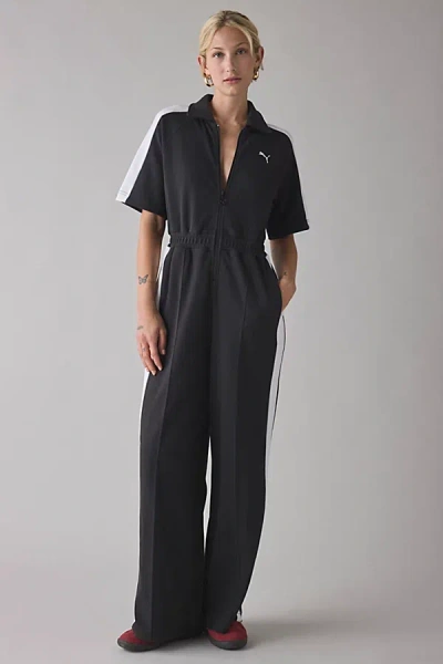 Puma T7 Wide Leg Jumpsuit In Black, Women's At Urban Outfitters