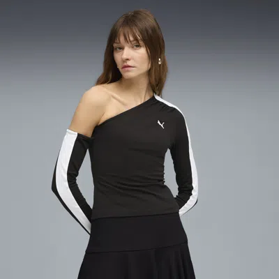 Puma T7 Women's Asymmetric Top In Black