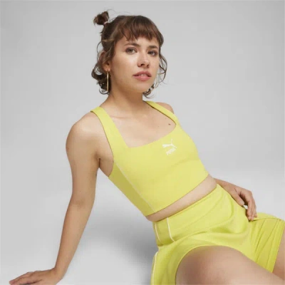 Puma T7 Women's Crop Top Shoes In Lime Sheen