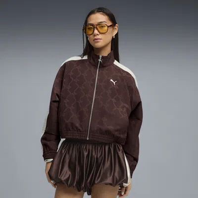 Puma T7 Women's Jacquard Track Jacket In Burgundy