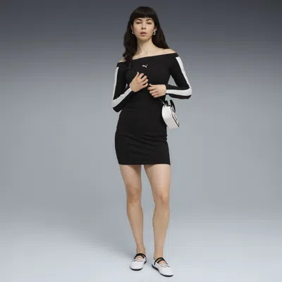 Puma T7 Women's Long Sleeve Dress In Black