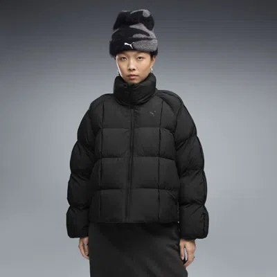 Puma T7 Women's Pleated Puffer Jacket In Black