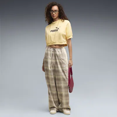 Puma T7 Women's Relaxed Tartan Pants In Sand