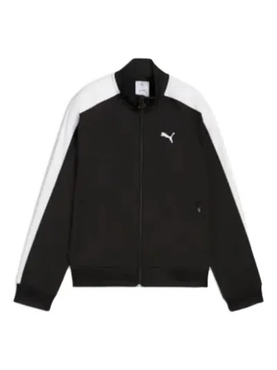 Puma T7 Zip-up Striped Sweater In Black