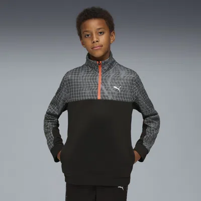 Puma Kids' Tad Ess Aop Poly Half-zip Youth Jacket In Black