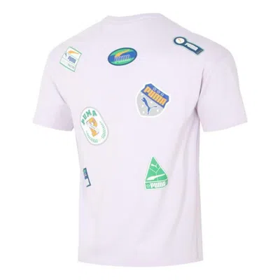Puma Team Badge Relaxed Short Sleeve T-shirt 'purple' In Neutral