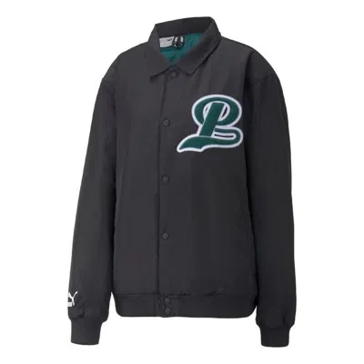 Puma Team Bomber Button Down Jacket 'black' In Multi