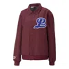 Puma Team Bomber Button Down Jacket 'burgundy'