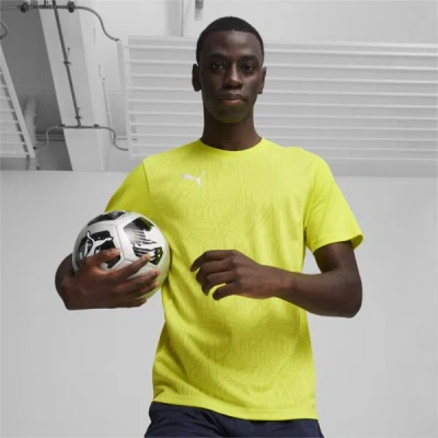 Puma Teamfinal Men's Soccer Training Jersey In Electric Lime- Silver
