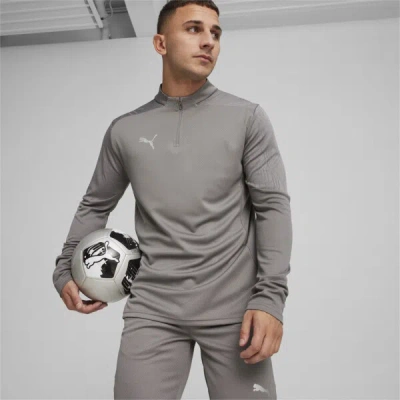 Puma Teamfinal Quarter-zip Men's Soccer Training Jacket In Cast Iron- Silver
