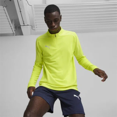 Puma Teamfinal Quarter-zip Men's Soccer Training Jacket In Electric Lime- Silver