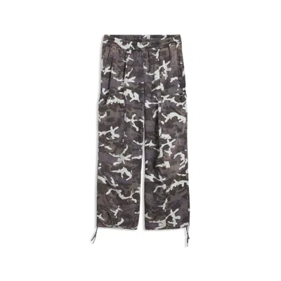 Puma Tech Camo Oversized Pants In Gray