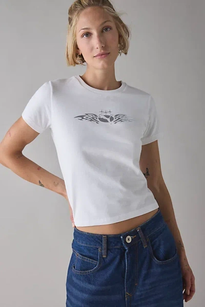 Puma Tech Graphic Baby Tee In White, Women's At Urban Outfitters