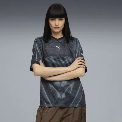 Puma Tech-x All-over Print Relaxed Soccer Jersey Unisex In Black