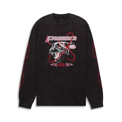 Puma Street X Long Sleeve Cotton Graphic T-shirt In Black