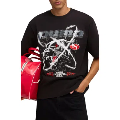 Puma Tech-x Washed Cotton T-shirt In Black