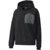 Puma Tfs Winterized Hoodie Womens Black Leopard Print Fleece Lined Gbo113 In Black