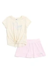 Puma Tie Graphic T-shirt & Skort Set In Tan Combo