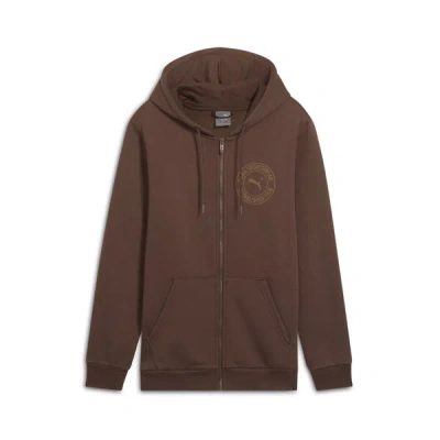 Puma Tonal Graphic Men's Full-zip Hoodie In Espresso Brown