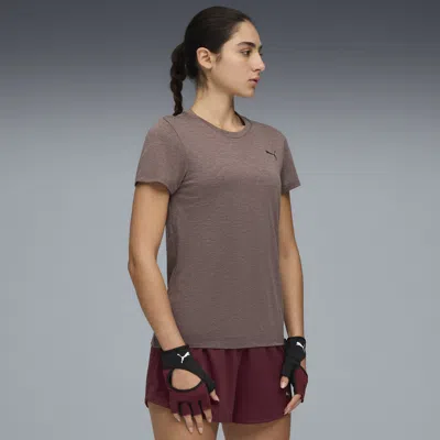 Puma Train All Day Essentials Women's Heather Training T-shirt In Brown