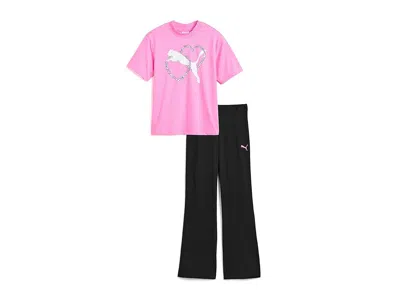 Puma T-shirt Leggings Set (big Kid) Girl's Active Sets Pink Pixel: Md (10-12 Big Kids) In Multi