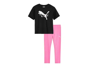 Puma T-shirt Leggings Set (little Kid) Girl's Active Sets  Black: 4 Little Kids