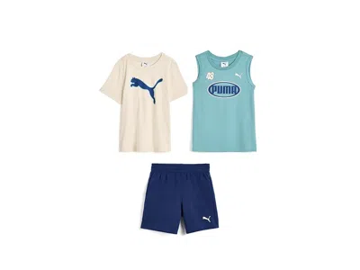 Puma Kids' T-shirt, Tank Short Set (toddler) Boy's Sets Blue: 4t Toddler