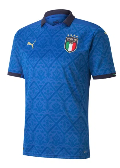 Pre-owned Puma Uefa Euro 2020 Italy Home Replica Mens Jersey In Team Power Blue Peacoat