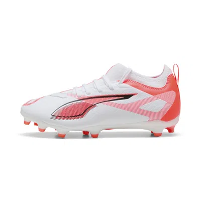 Puma Ultra 5 Match Firm Ground/artificial Ground Big Kids' Soccer Cleats Shoes In White