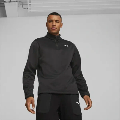 Puma Men's Run Favorite Moisture Wicking 1/4-zip Long-sleeve Running T-shirt In Black