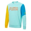 Puma Unisex Colorful Embroidered Logo Printing Round-neck Sweatshirt Blue