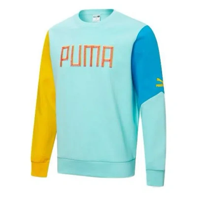 Puma Unisex Colorful Embroidered Logo Printing Round-neck Sweatshirt Blue