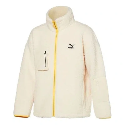 Puma Unisex Embroidery Logo Stand-up Collar Jacket White
