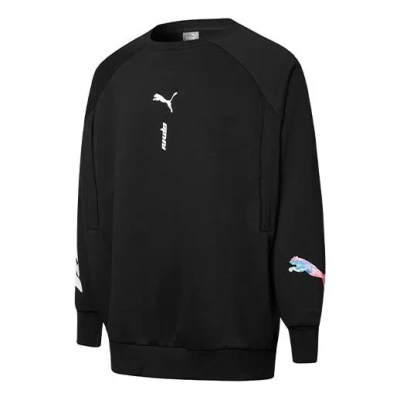 Puma Unisex Logo Printing Round-neck Sweatshirt Black