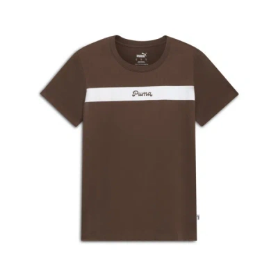 Puma Upfront Line Logo Women's T-shirt In Espresso Brown