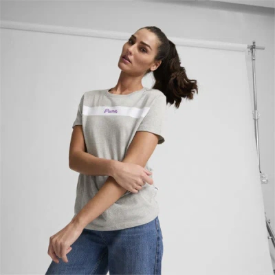 Puma Upfront Line Logo Women's T-shirt In Light Gray Heather