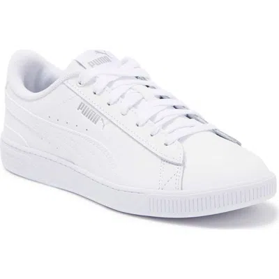 Puma Vikky Leather Sneaker In  White- White