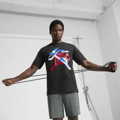 Puma Village Men's T-shirt In Black- Red