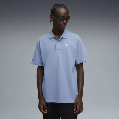 Puma Wardrobe Ess Men's Pique Relaxed Polo Shirt In Blue