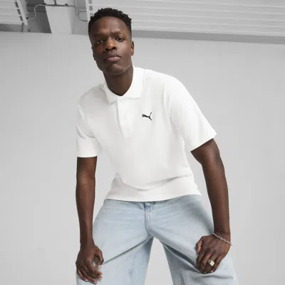 Puma Wardrobe Ess Men's Pique Relaxed Polo Shirt In White