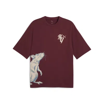 Puma Wardrobe Ess Nyc Boxy T-shirt Men In Red