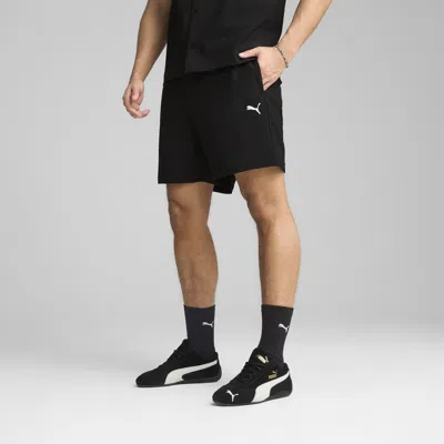 Puma Wardrobe Essentials Men's Seersucker Relaxed 6" Shorts In Black