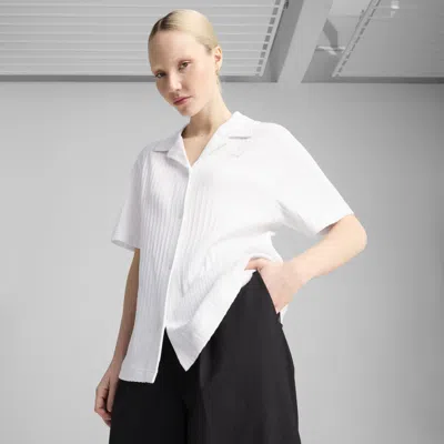 Puma Wardrobe Ess Shirt Pointelle Women In White