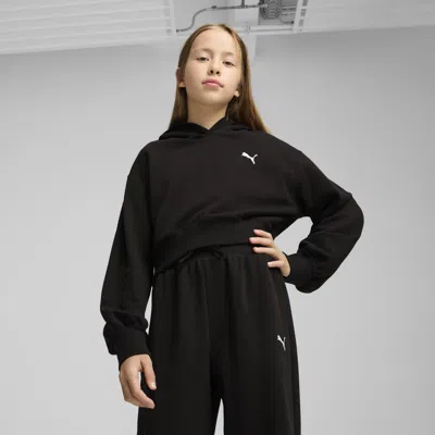 Puma Kids' Wardrobe Ess Short Length Hoodie Youth In Black