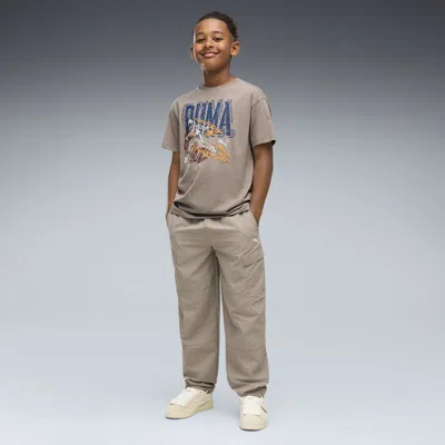 Puma Wardrobe Essentials Big Kids' Relaxed Cargo Pants In Brown
