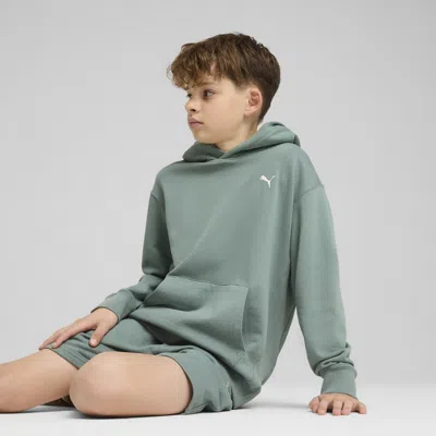 Puma Wardrobe Essentials Big Kids' Relaxed Hoodie In Green