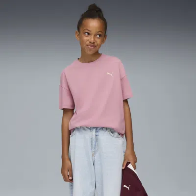 Puma Wardrobe Essentials Big Kids' Relaxed T-shirt In Pink