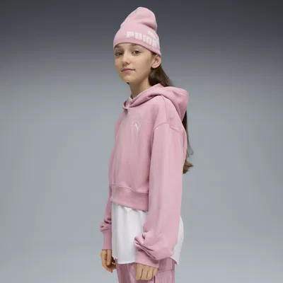 Puma Wardrobe Essentials Big Kids' Short Length Hoodie In Pink