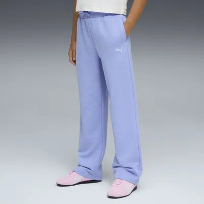 Puma Wardrobe Essentials Big Kids' Wide Sweatpants In Blue