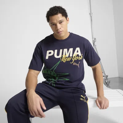 Puma Wardrobe Ess Graphic T-shirt In Blue